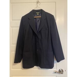 VTG Eddie Bauer Blazer Coat Jacket Navy Blue Wool Blend Sport Sz Large L Lined
